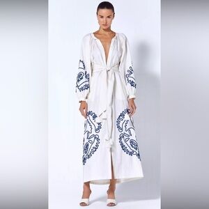 Alexis Bella dress embroidered long dress. Size Medium